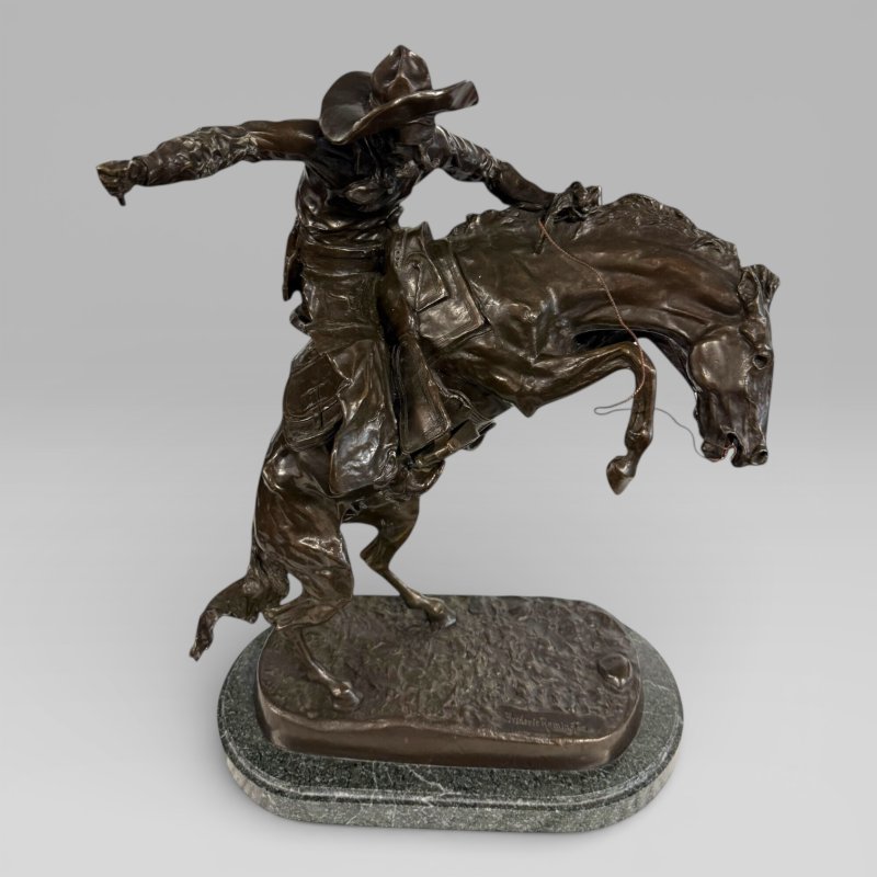 Large Cowboy Bronze ‘Bronco Buster’ After Frederic Remington, Early–Mid 20th - Image 2